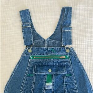 Thrifted Liberty Classic Blue Overalls with Green Details 38x32